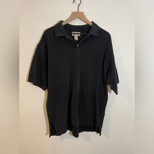 Original Island Sport 70% Silk Blend Ribbed Black Polo Short Sleeve Shirt Sz XL